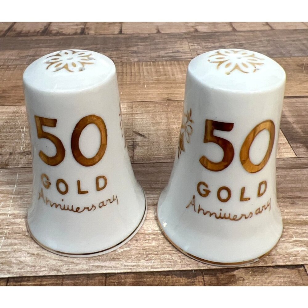 Vintage Norcrest 50th Golden Wedding Anniversary Salt and Pepper